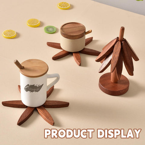 OFCTE Christmas-tree style trivet storage displayed on shelf.