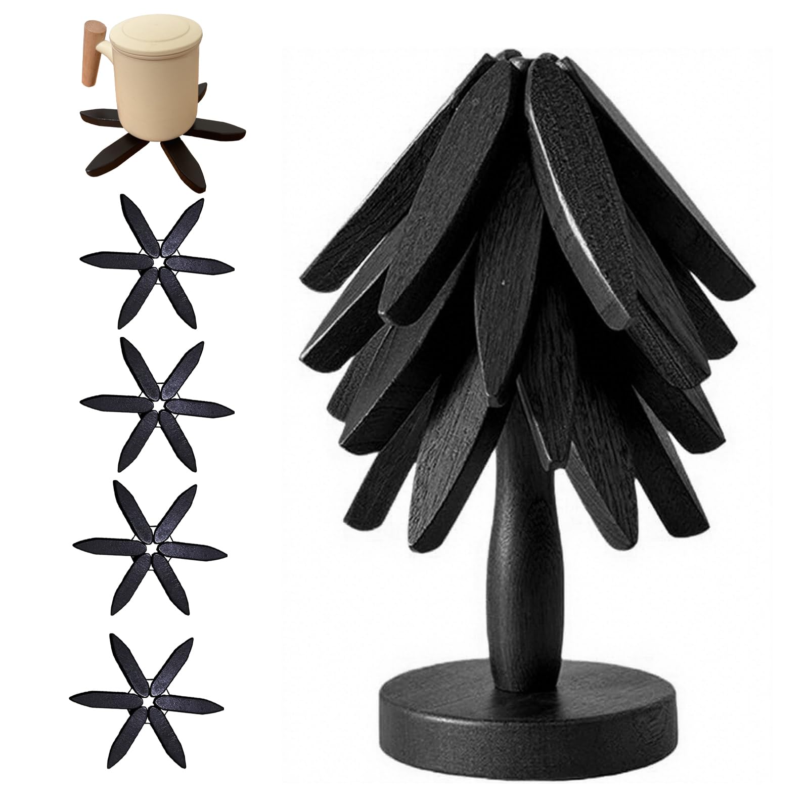 OFCTE tree-shaped trivet set assembled on counter protecting surfaces