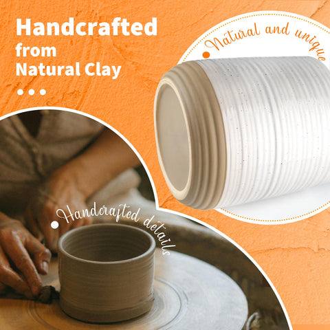 Officepal ceramic utensil holder on counter for quick utensil reach