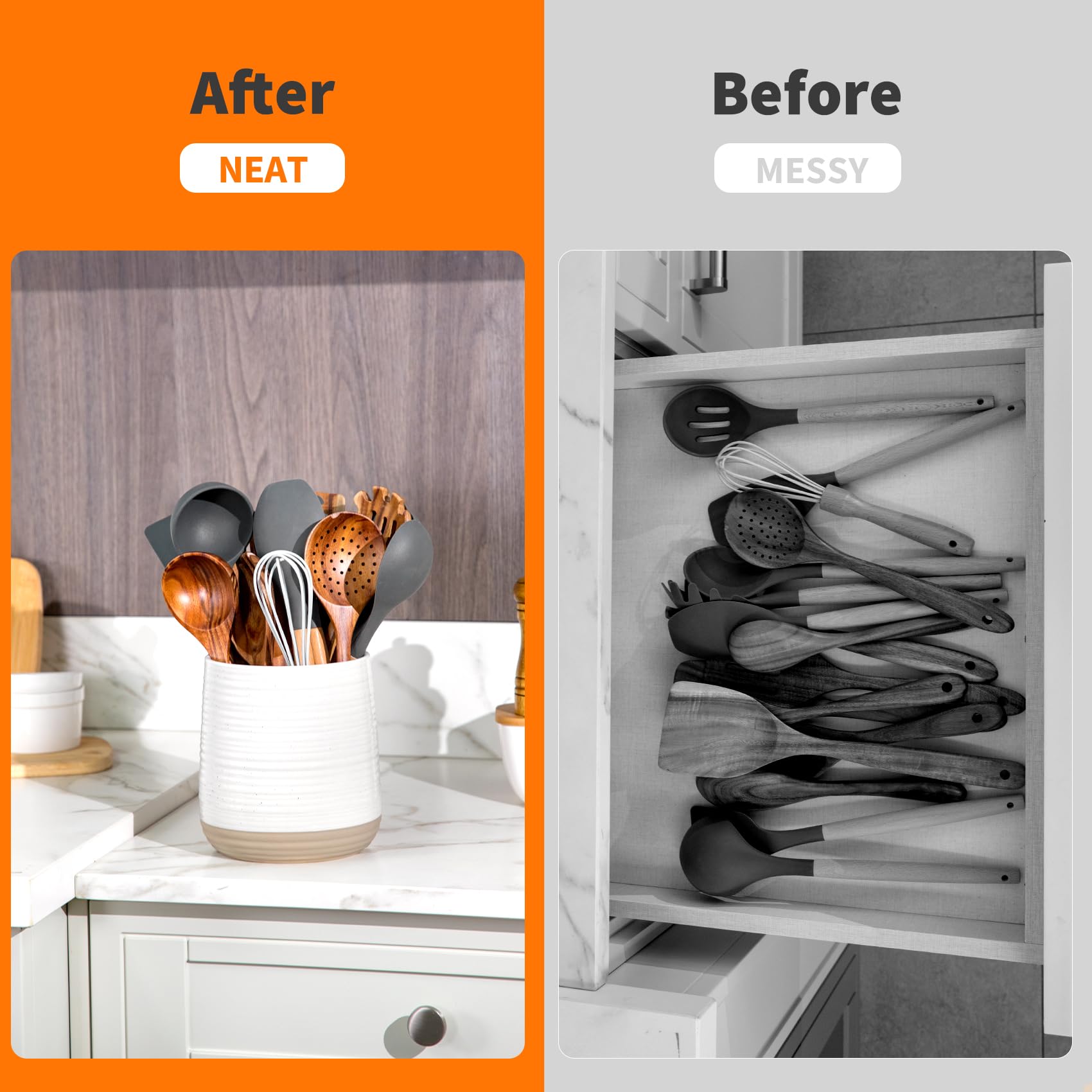 Officepal porcelain utensil holder demonstrates sturdiness and clean design