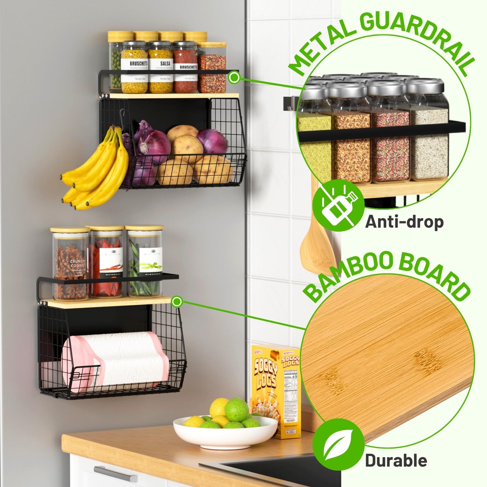 Ofiray-home magnetic shelf on kitchen counter frees up worktop space.