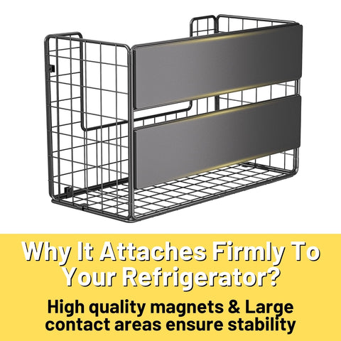 Ofiray-home magnetic shelf keeps potatoes and onions neatly stored on metal surfaces.