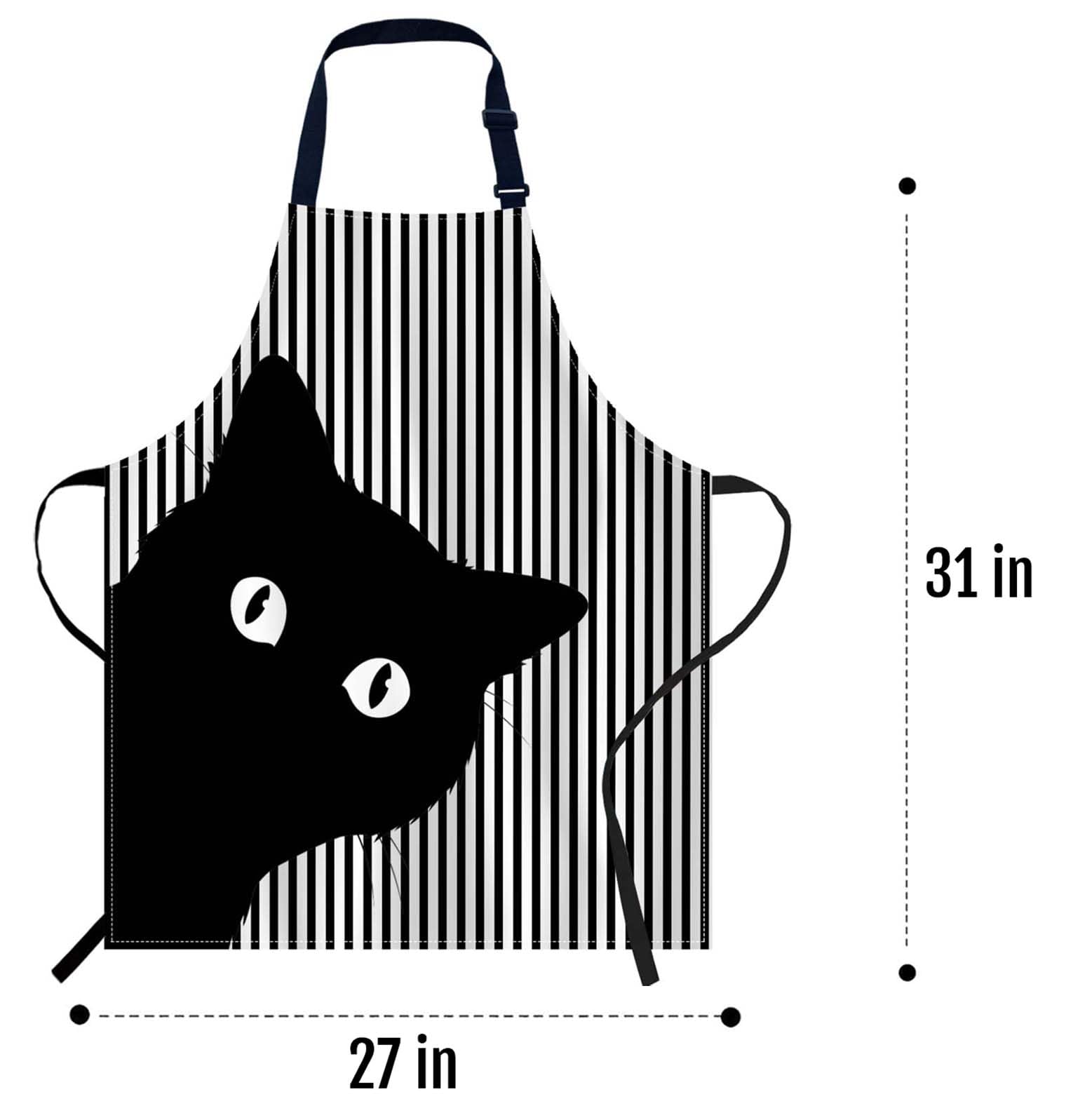oFloral Black Cat Face Apron halterneck design for easy adjustment.