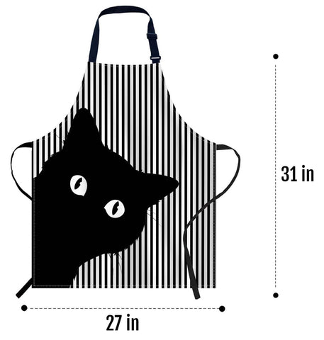 oFloral Black Cat Face Apron halterneck design for easy adjustment.