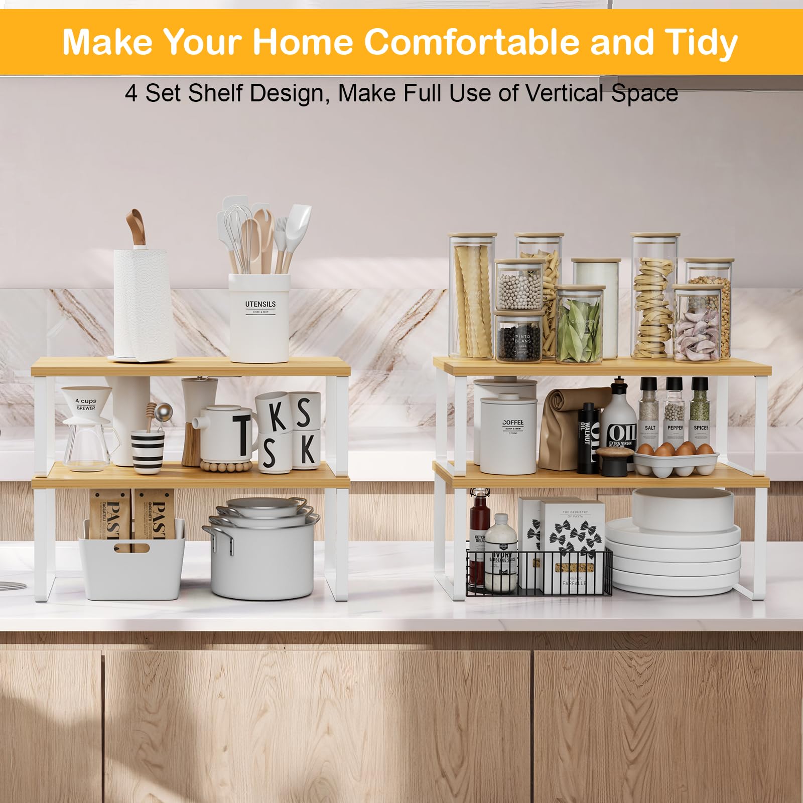 OGEMXU durable counter shelf supports heavy items without warping or rust.