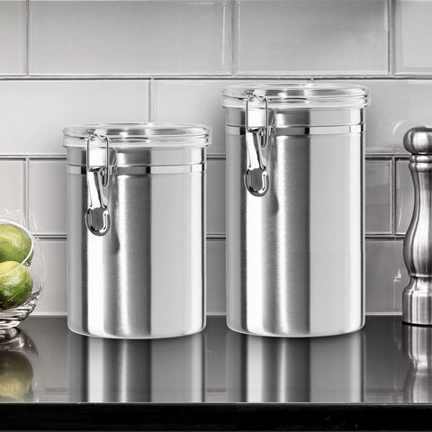 Oggi canister with see-through top allows quick content checks.