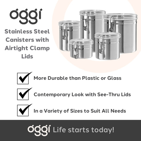 Sleek, contemporary Oggi canister elevates pantry organization.