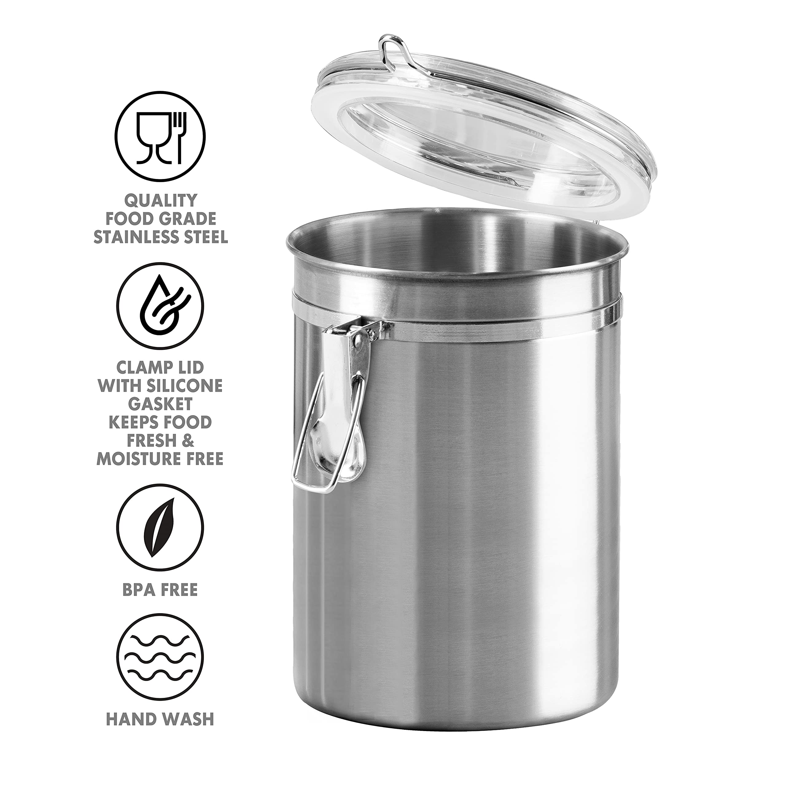 Sturdy stainless steel design by Oggi blends with any kitchen style.