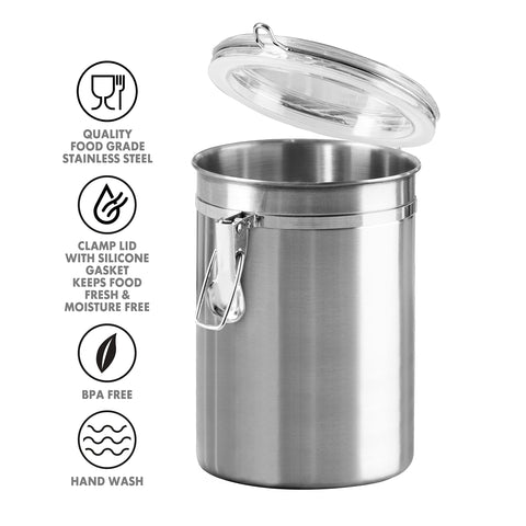 Sturdy stainless steel design by Oggi blends with any kitchen style.