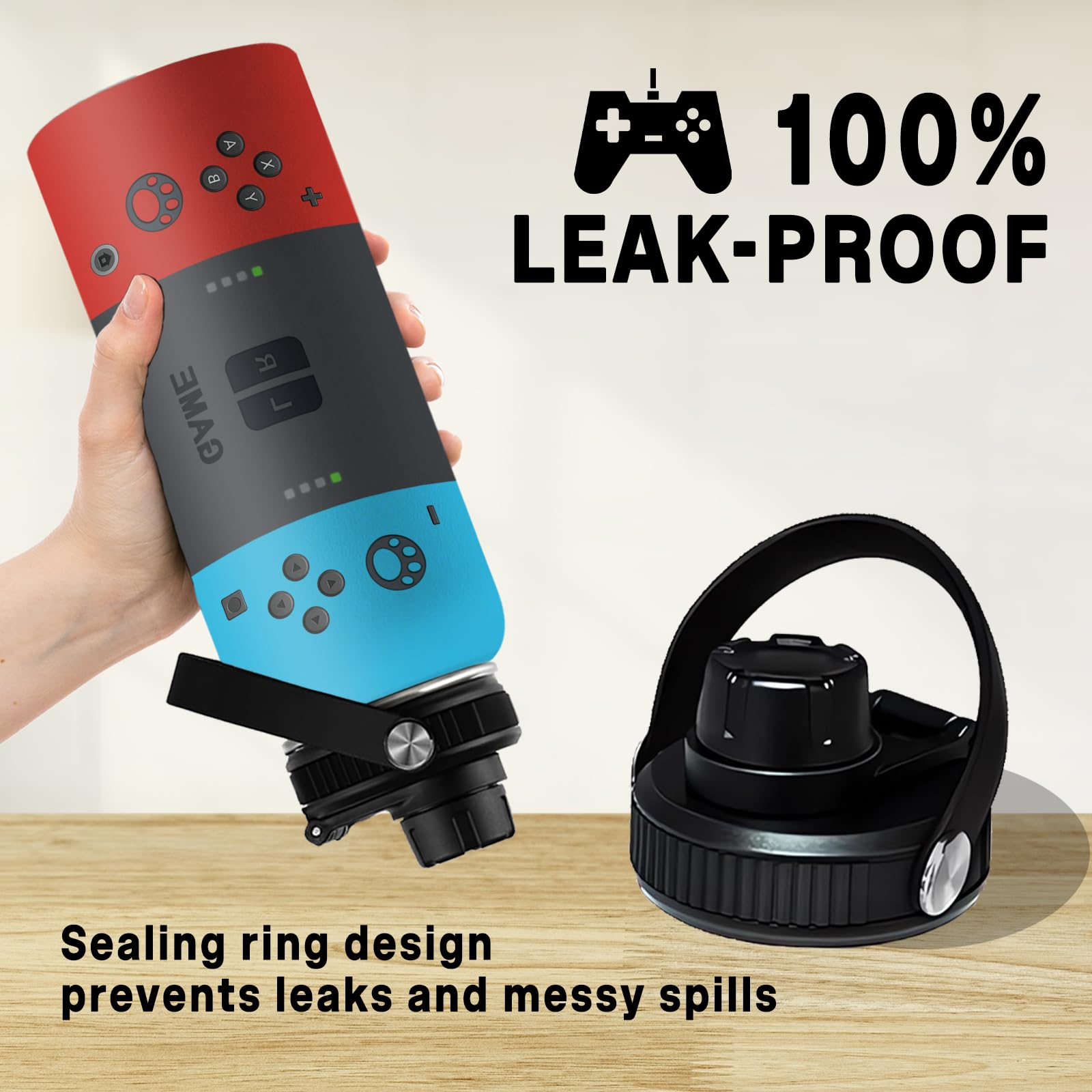 ogicduwi Gamer Water Bottle 32oz stainless interior keeps beverages fresh longer