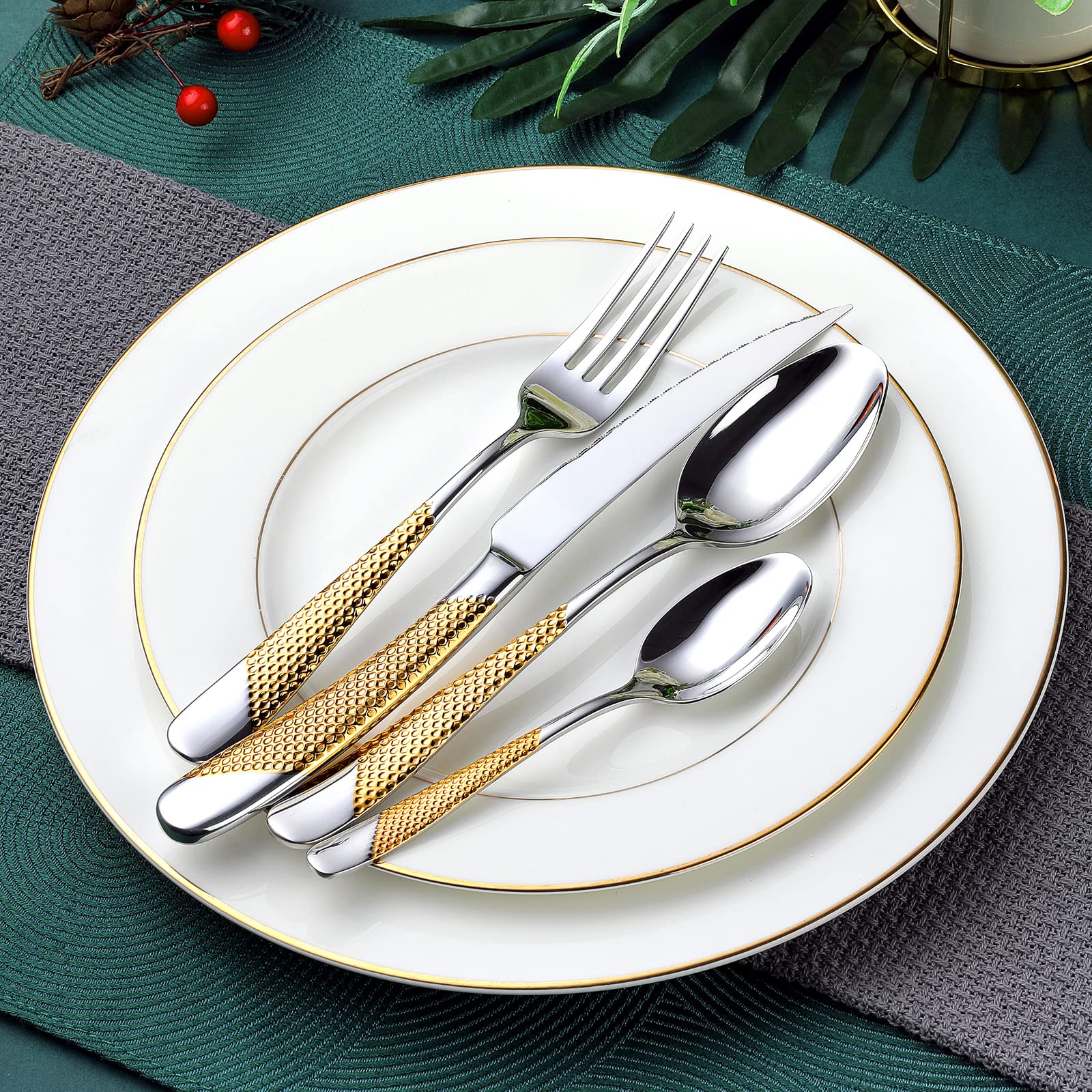OGORI flatware with mirror-polish finish enhances table presentation.