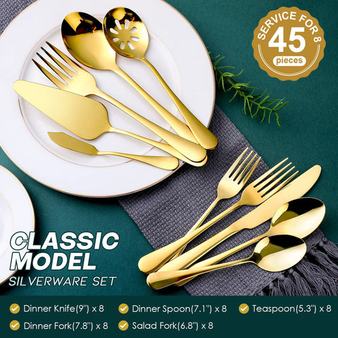OGORI gold dinner forks; balanced weight for comfortable dining.