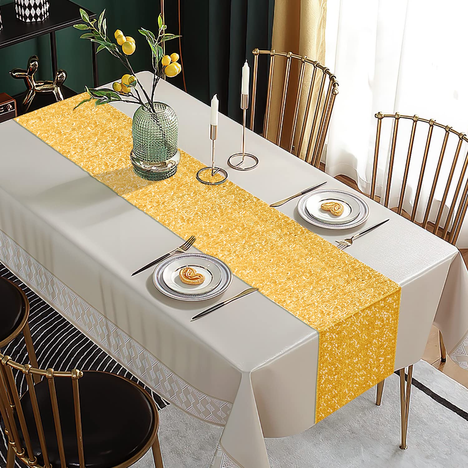 OGORI sequin runner texture, soft material helps maintain a smooth table setting