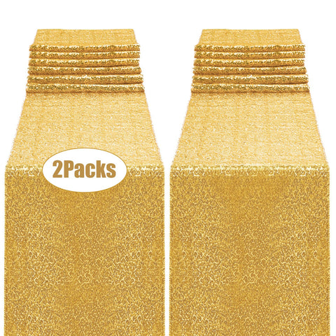 OGORI gold sequin table runner on a table, shimmering for festive birthday decor