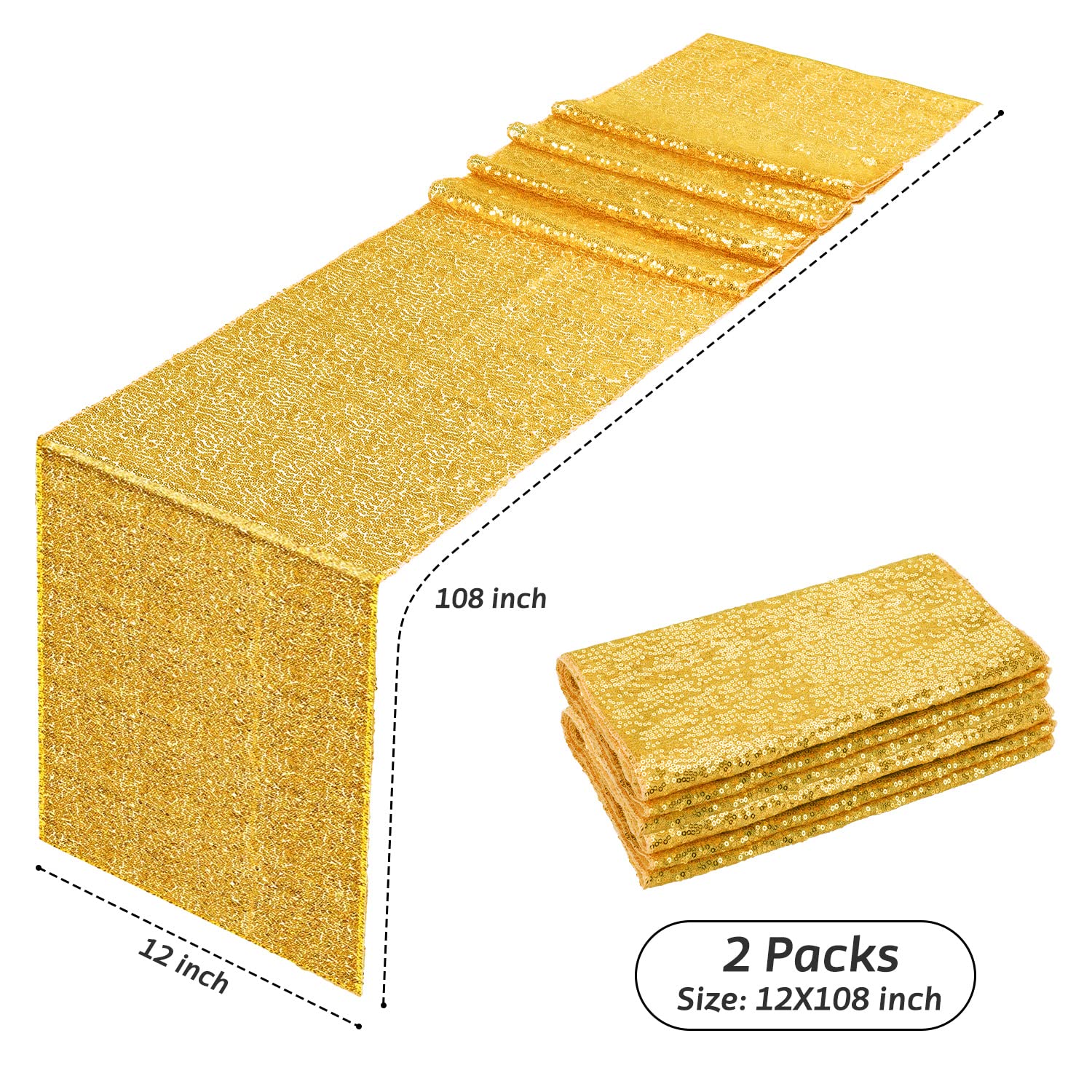 OGORI two-pack sequin runner image focus, durable shine for weddings and banquets