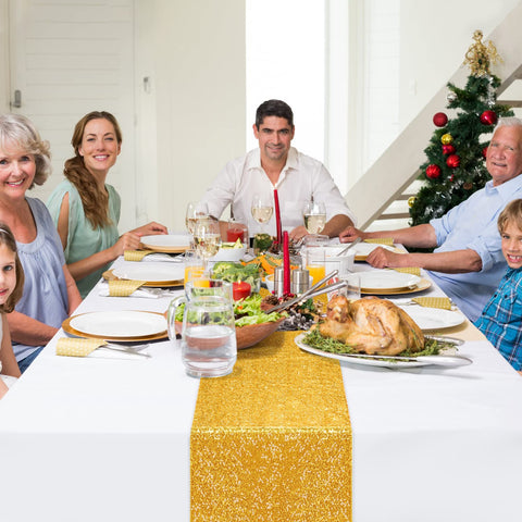 OGORI glitter runner image, gold tone adds sparkle to baby showers and anniversaries