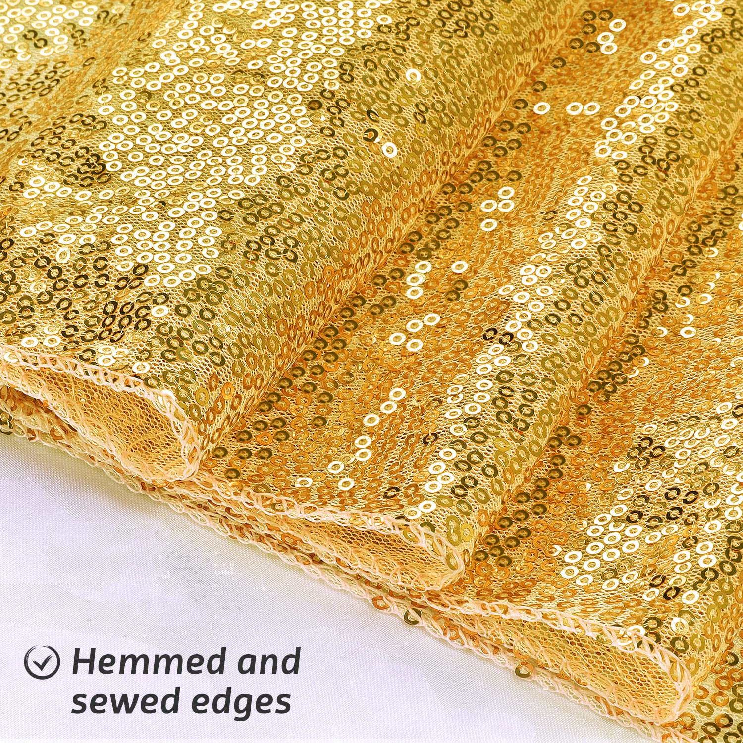 OGORI 12x108 in sequin runner on rectangle table, ideal for large gatherings