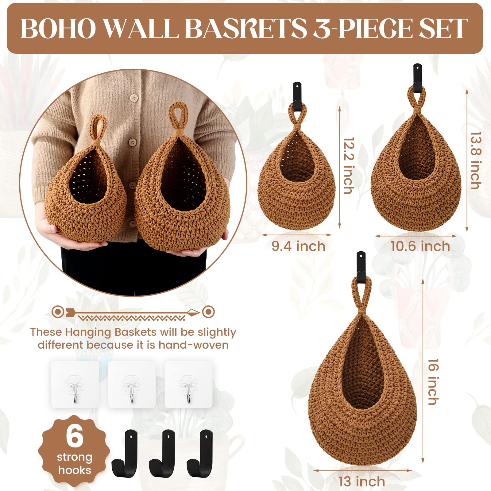OGOTEZ small boho wall basket for herbs and spices.