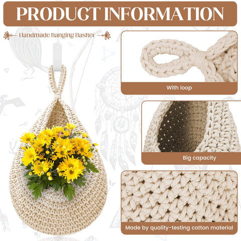 OGOTEZ boho wall hanging basket medium ideal for onions, garlic, and peppers.