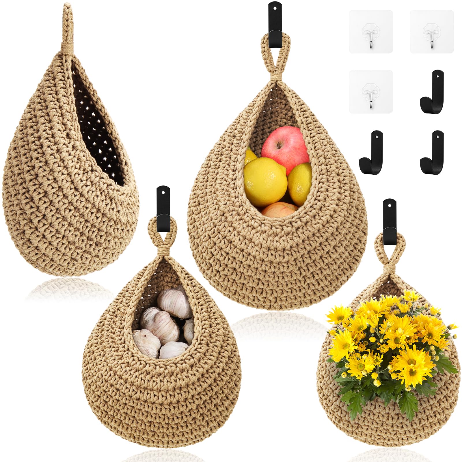 OGOTEZ wall hanging baskets trio for stylish fruit and veg storage.