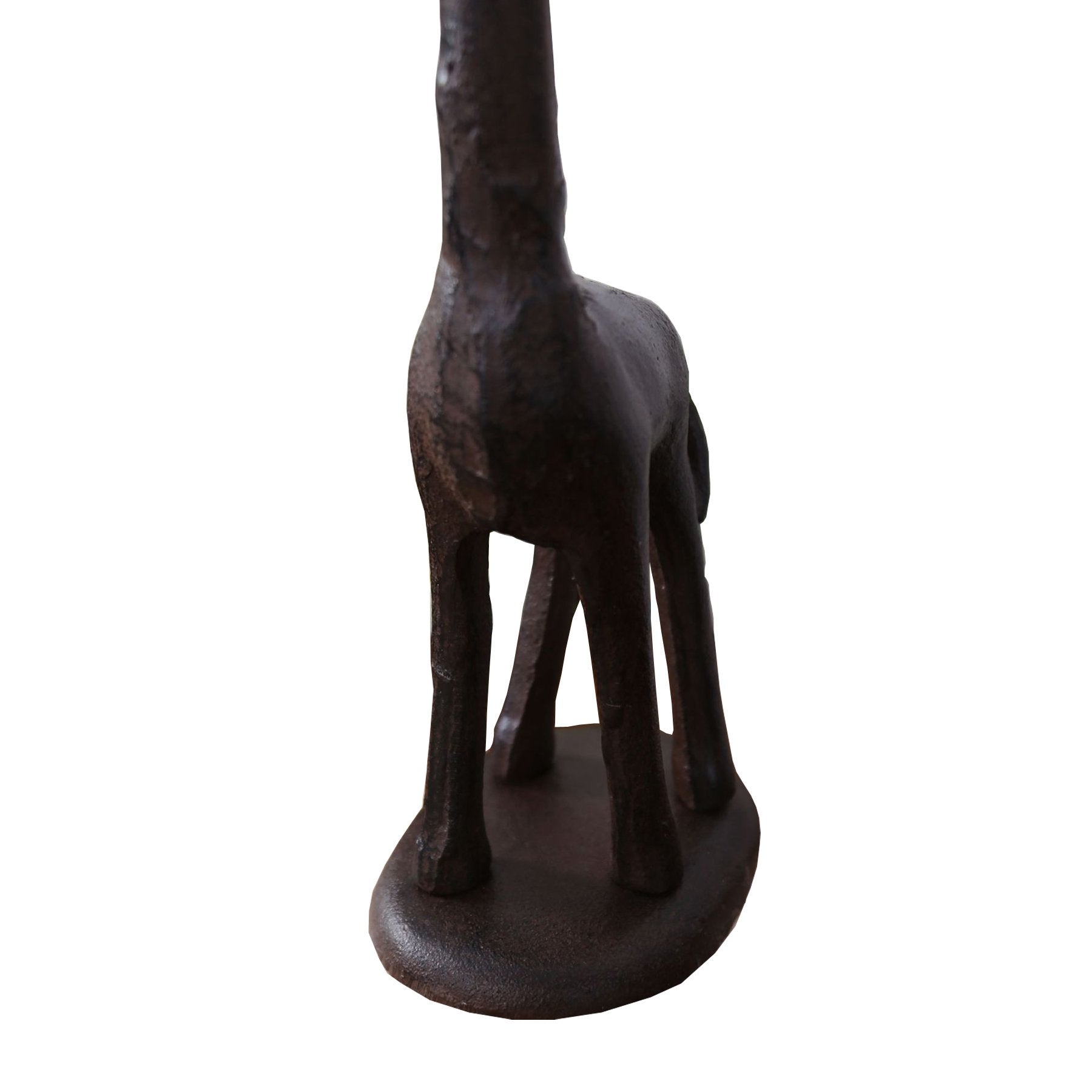 Close-up of Ogrmar cast-iron giraffe detail showing sturdy construction.