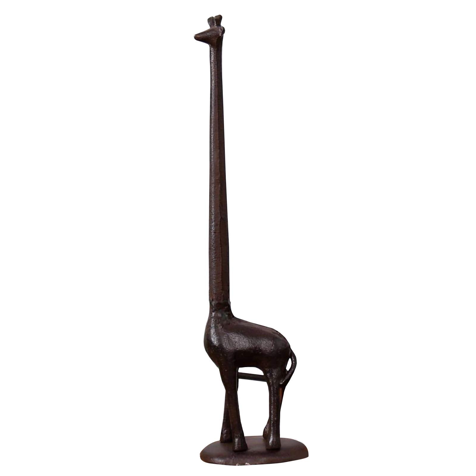 Ogrmar giraffe paper holder stand in brown adds vintage charm to kitchen or bath.
