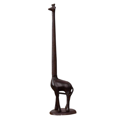 Ogrmar giraffe paper holder stand in brown adds vintage charm to kitchen or bath.