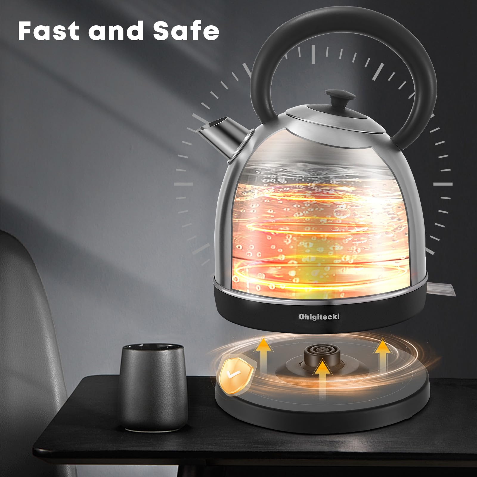 Ohigitecki kettle wide opening for easy refills and quick cleaning.