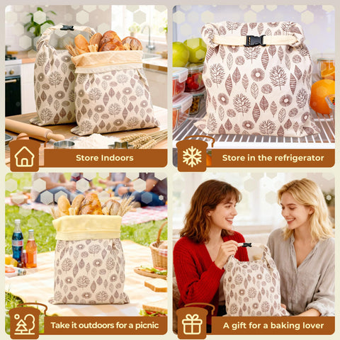 OHIYO reusable bread bags stacked for eco-friendly storage
