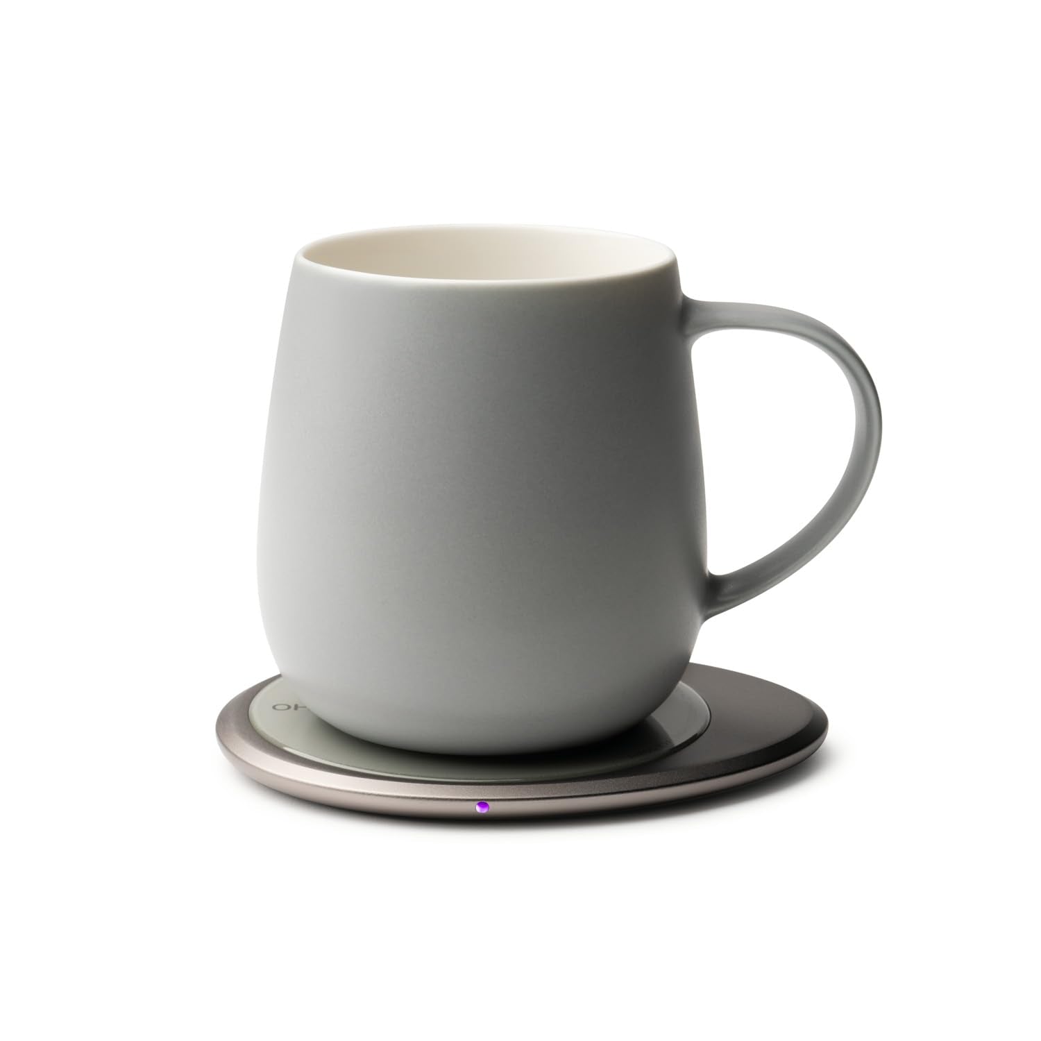 OHOM Ui3 self heating mug in soft gray with 12 oz capacity for consistent warmth