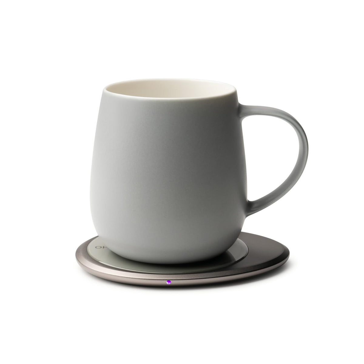 OHOM Ui3 self heating mug in soft gray with 12 oz capacity for consistent warmth