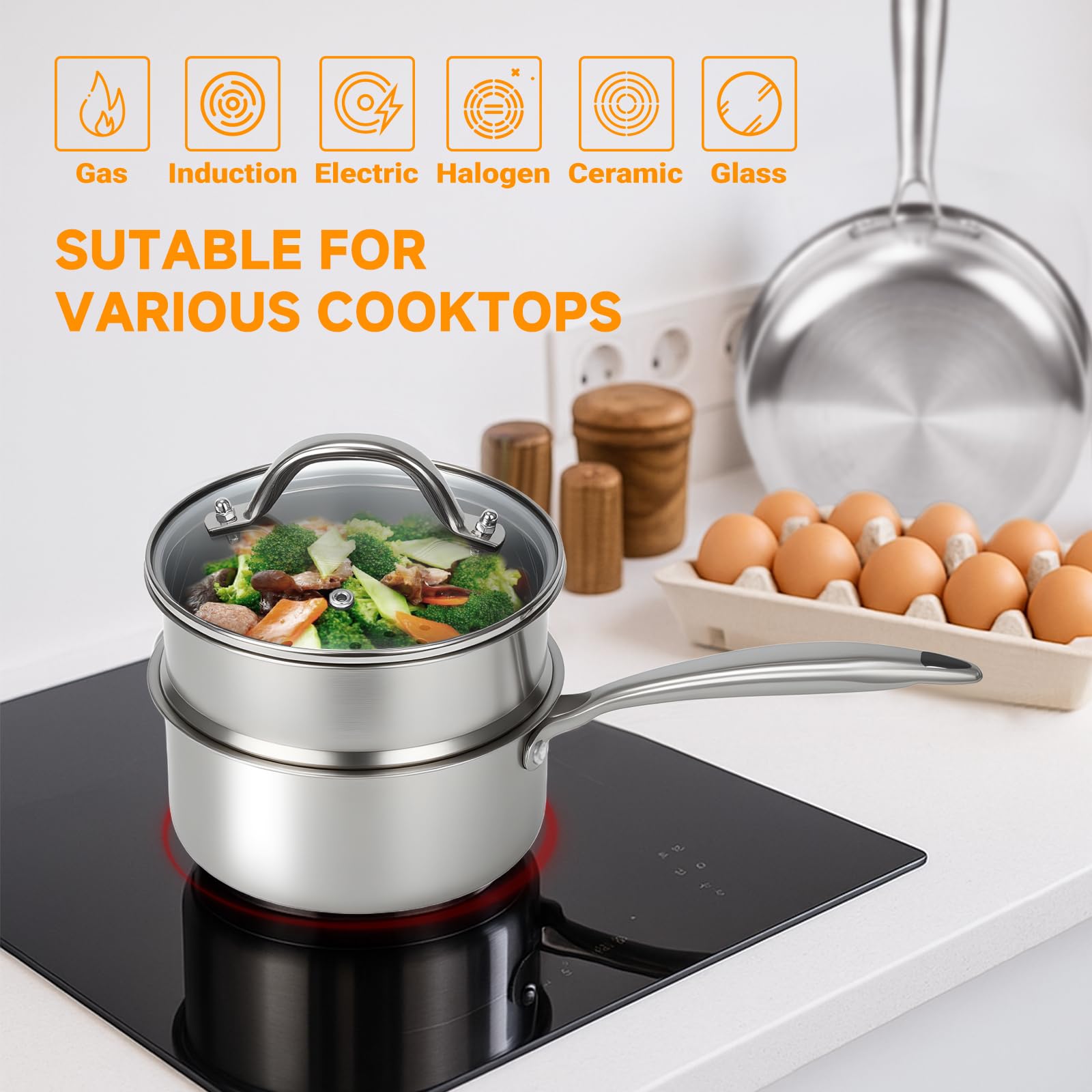 Ohtomber lid with steam vent lets you monitor progress without heat loss