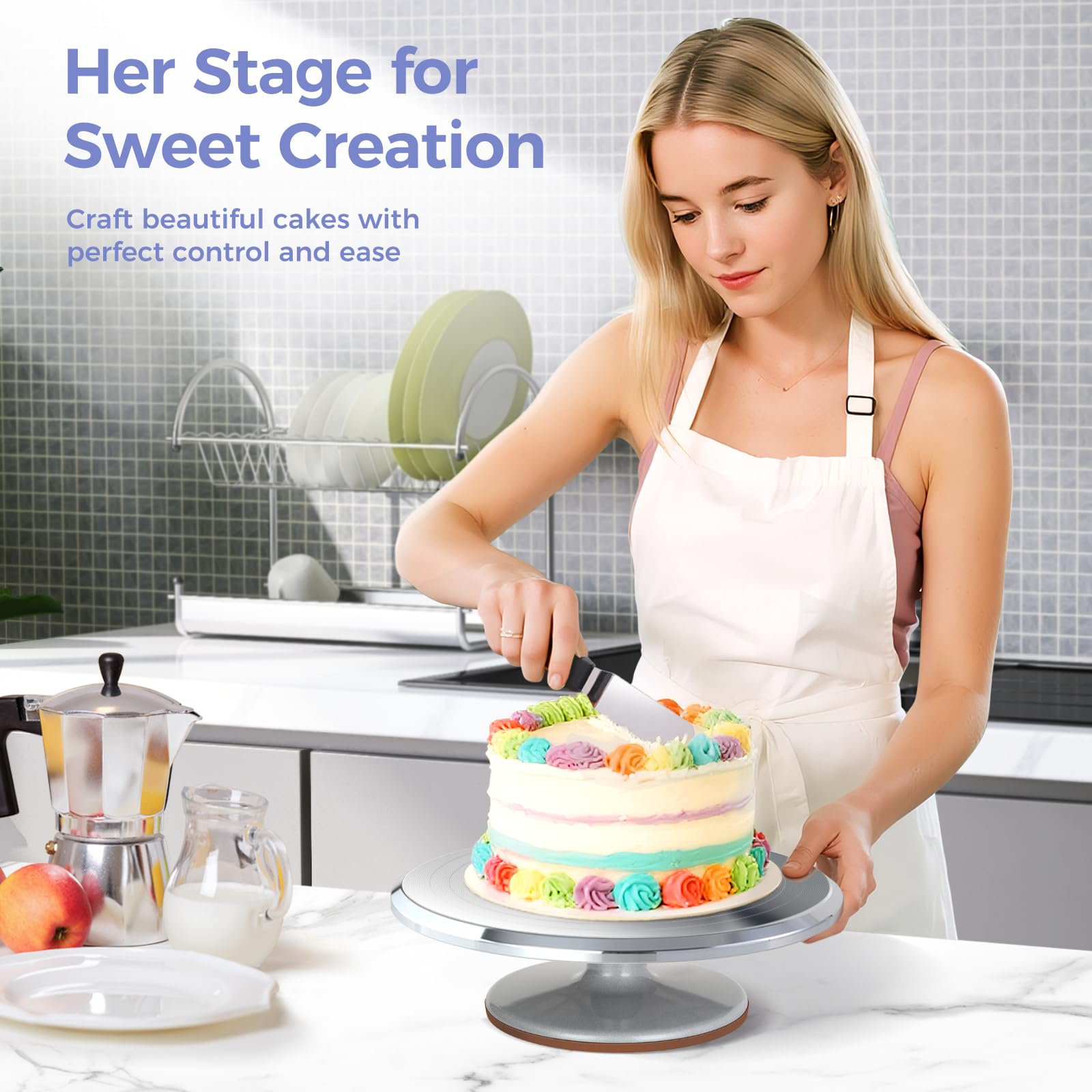 Ohuhu anti-slip top base keeps cakes secure during decorating