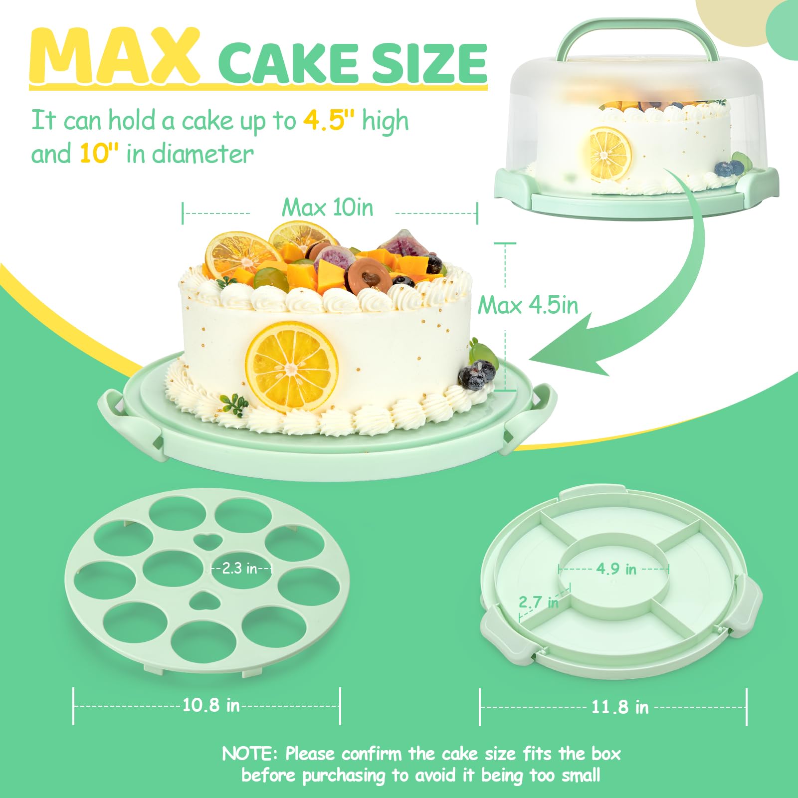 Ohuhu cake carrier folding handles tucked away after use