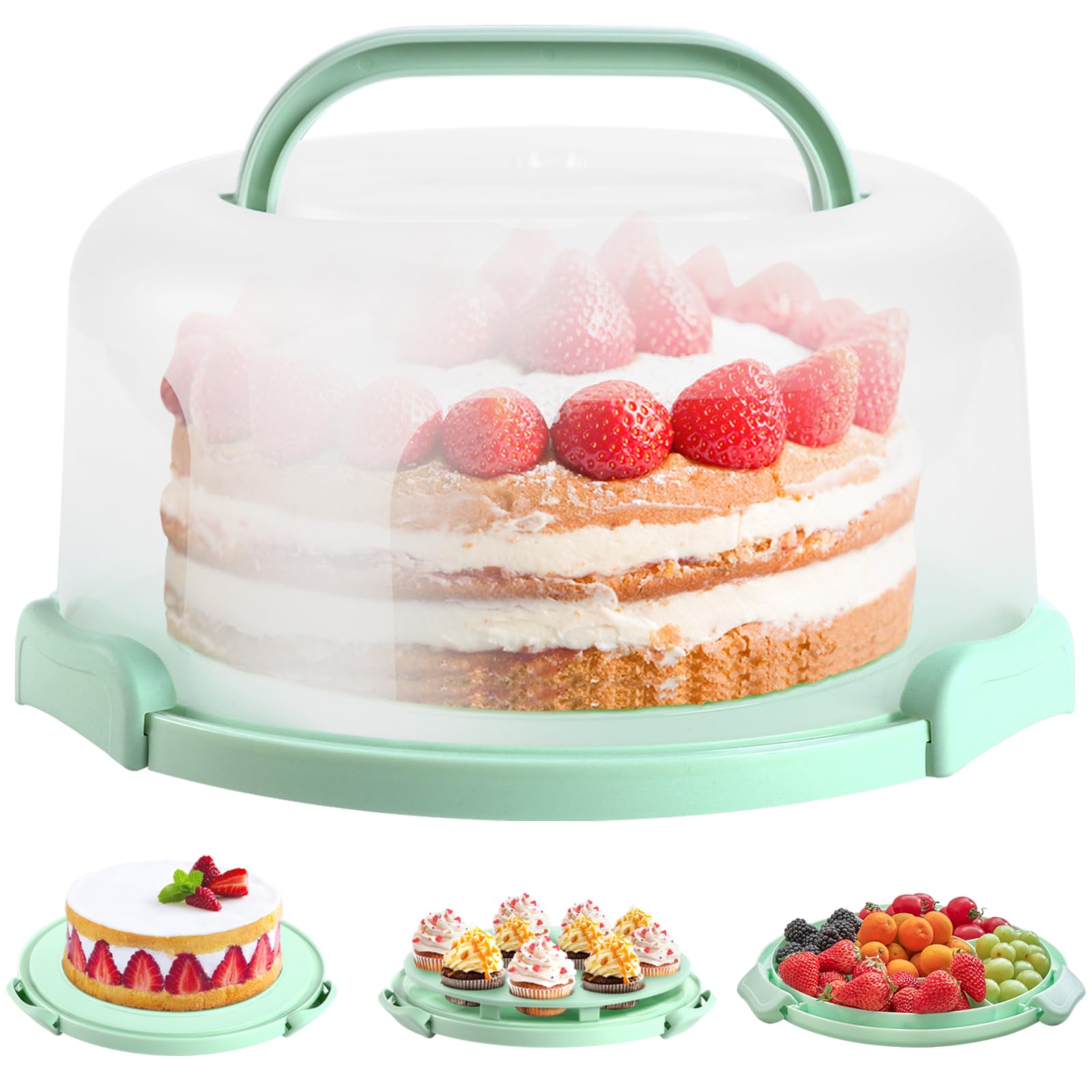 Ohuhu cake carrier with lid and handles for easy transport