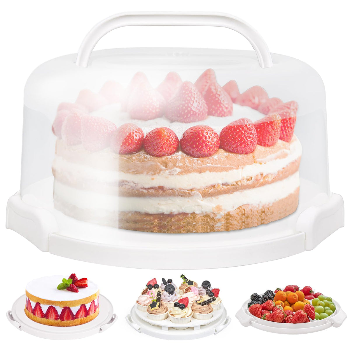 Ohuhu cake carrier with lid and handles for easy transport of cakes