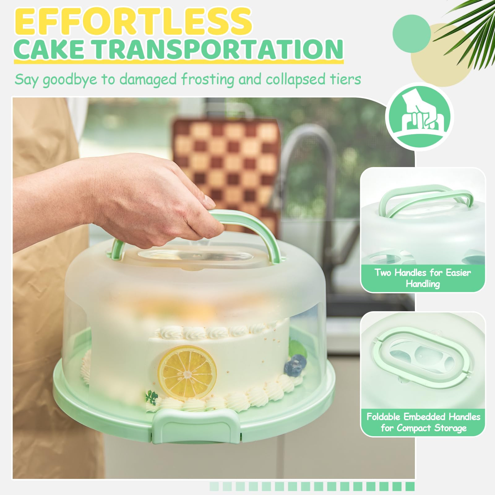 Ohuhu cake carrier locking clips secure the lid