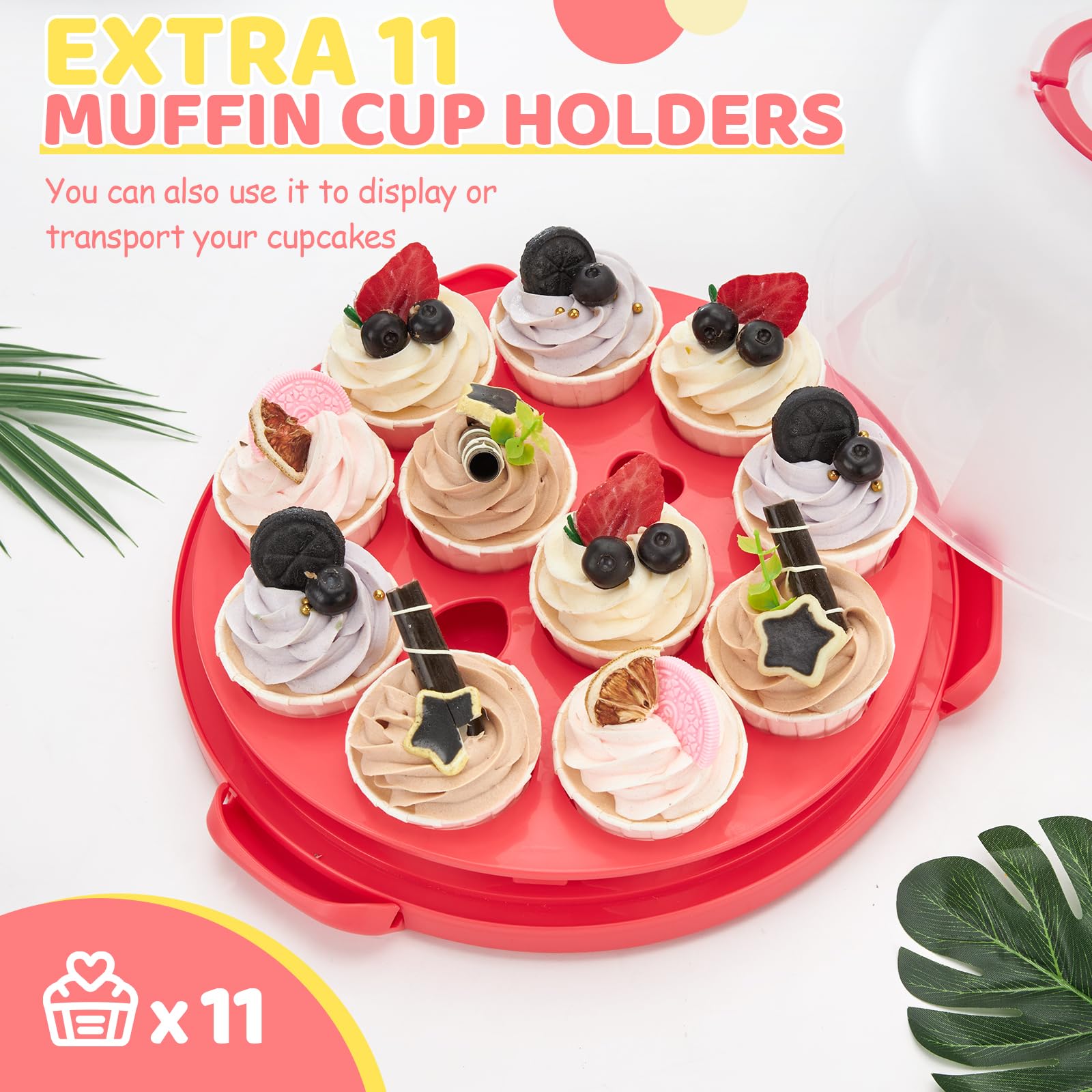 Ohuhu cake carrier three locking clips keep contents sealed.