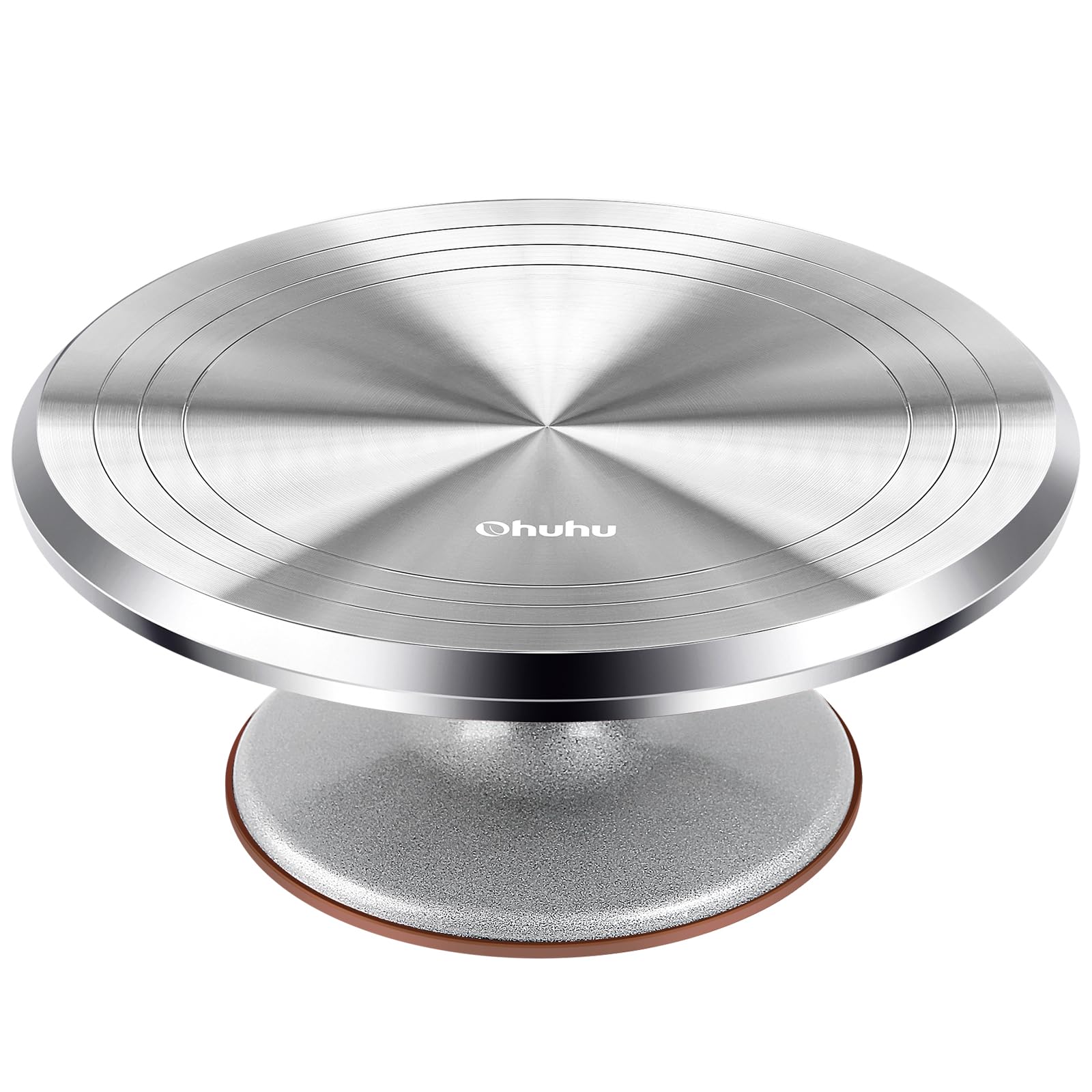 Ohuhu cake stand 12inch aluminum top ensures sturdy decorating and stable rotation.