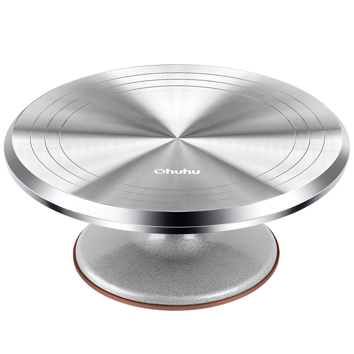 Ohuhu cake stand 12inch aluminum top ensures sturdy decorating and stable rotation.