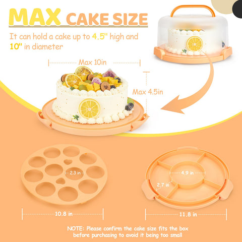 Ohuhu cake stand diameter guide indicating 12-inch base and 10-inch cake fit