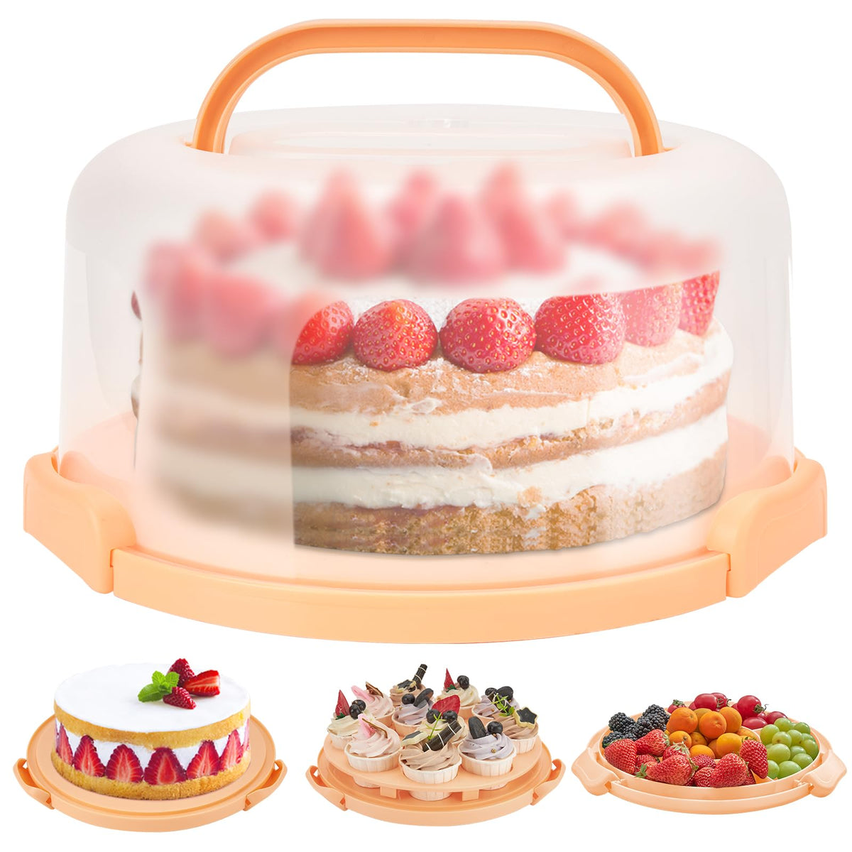 Ohuhu cake stand with lid for secure transport of a 10-inch cake