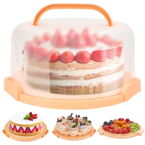 Ohuhu cake stand with lid for secure transport of a 10-inch cake