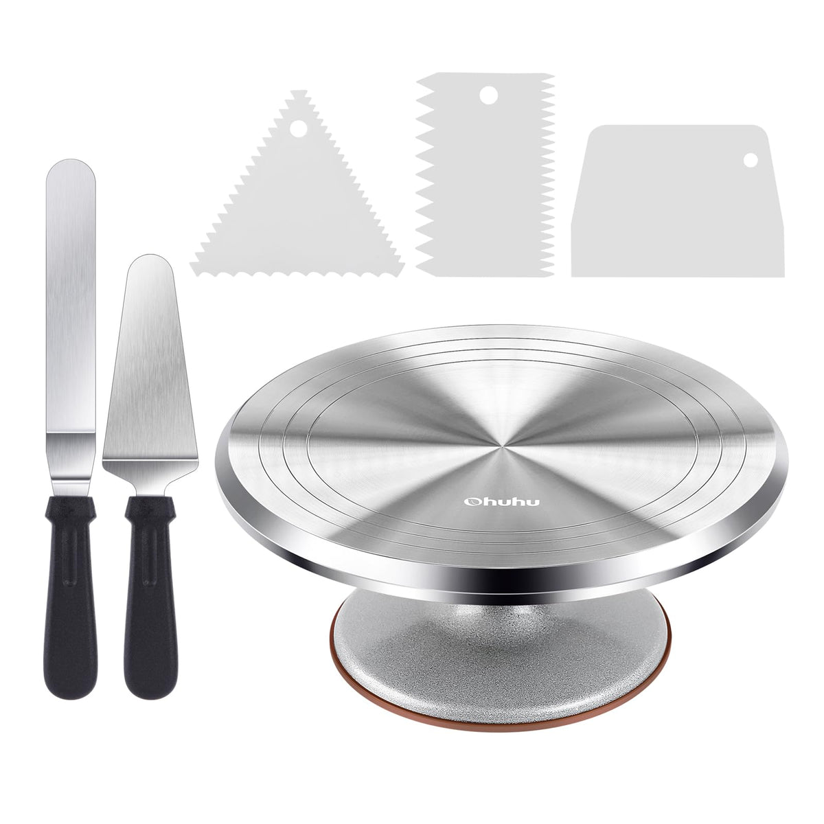 Ohuhu cake turntable aluminum 12-inch for steady decorating and rotation