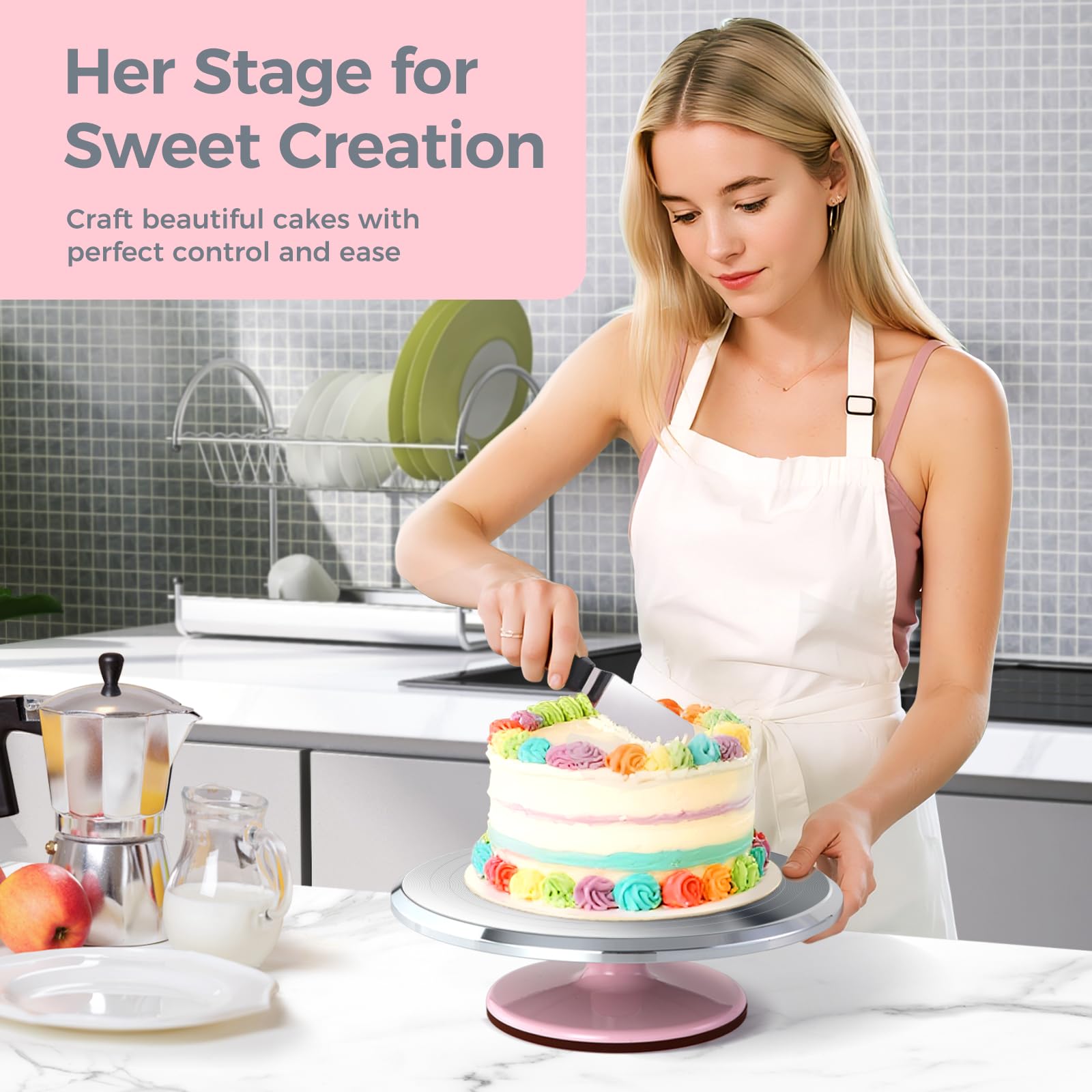 Ohuhu turntable anti-slip top keeps cake secure during decorating