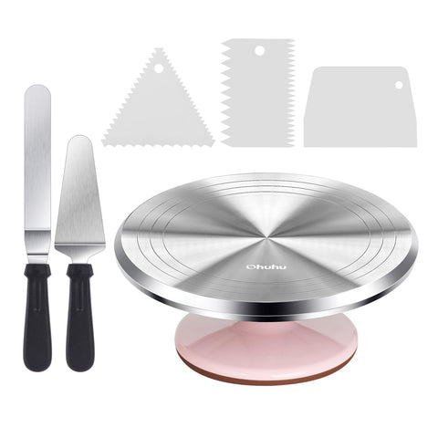 Ohuhu cake turntable heavy-duty aluminum base for stable decorating