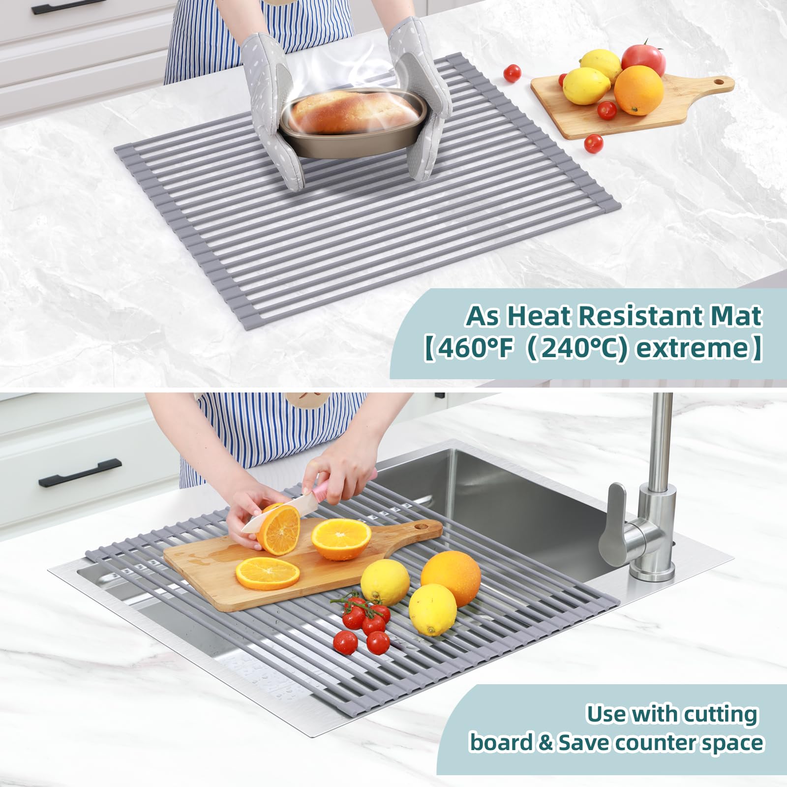 Ohuhu silicone-coated steel drying rack close-up highlights the non-slip surface.