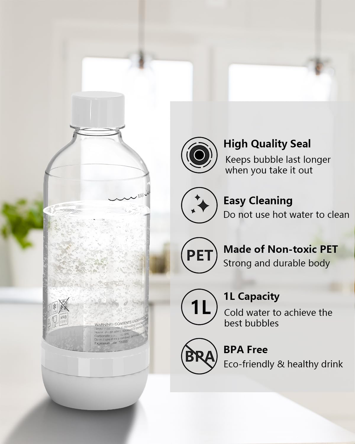 OiDiPi threaded-neck bottle close-up shows leak-resistant seal.