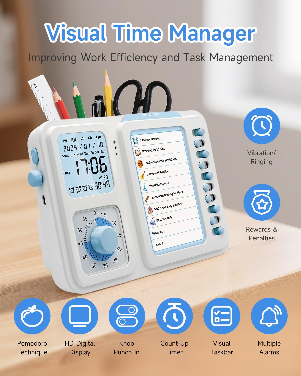 OIJ task management panel organizes schoolwork and chores in one place.