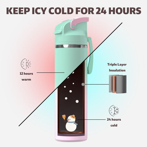 OISIZ insulated bottle highlighting triple-wall vacuum insulation